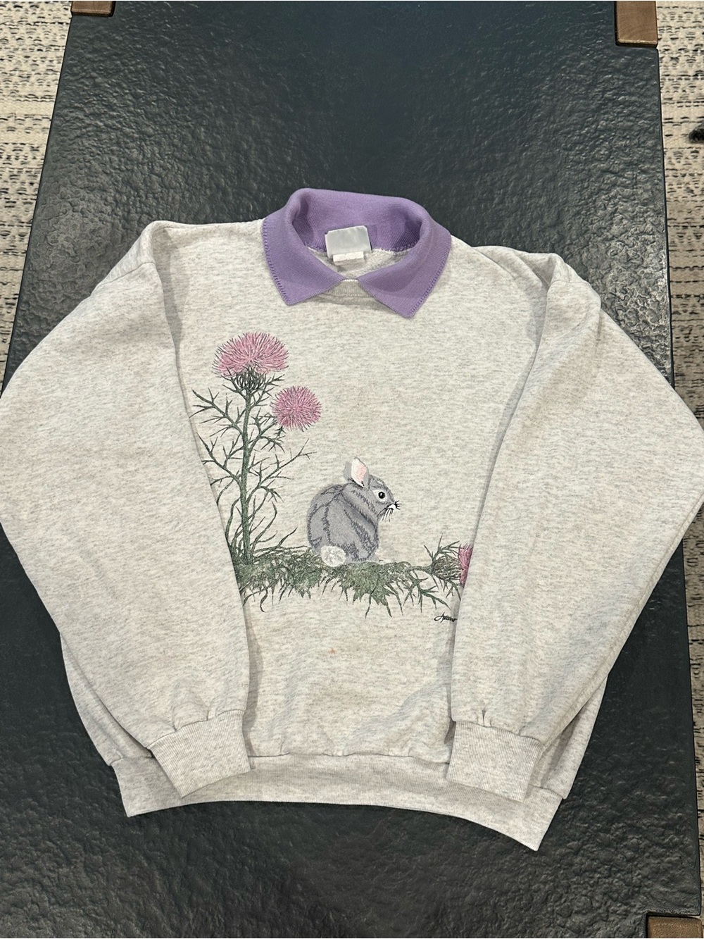 VTG Collared Sweater w/ Bunny Embroidery